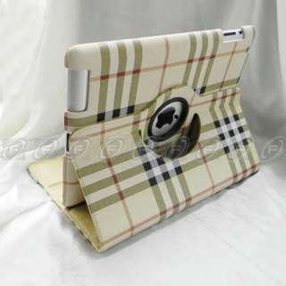   New iPad 3 iPad 2 360 Rotating Magnetic Leather Case Smart Cover Stand