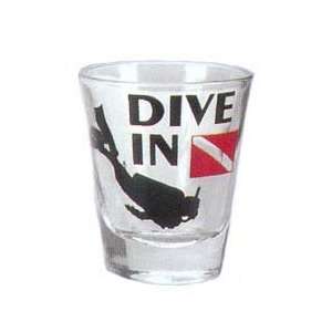 Shot Glass with Diver & Dive Flag   Great Scuba Gift Idea:  