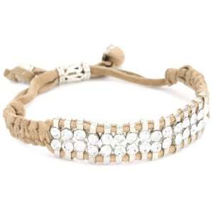  Shashi White Gold Plated with White Crystal and Beige 