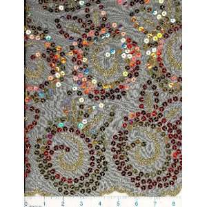  44 Wide Sequin Organdy Swirlflower Red Fabric By The 