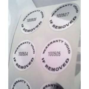  250 SMALL ROUND WARRANTY VOID SECURITY CHROME LABELS 