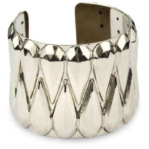  MiMi by Sorrelli Silver Tone Teardrop Bold Cuff Bracelet 