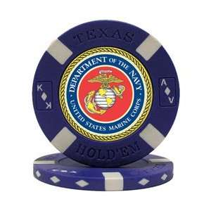 MARINES Seal on Blue Big Slick Texas Holdem Poker Chip  