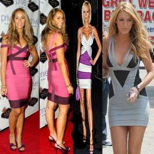   Pink Gray body con bandage bombshell cocktail party club mini dress M