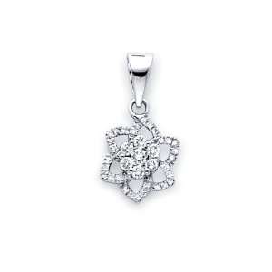   14k White Gold Rose Charm Cluster (1/5 Carat) Jewel Roses Jewelry
