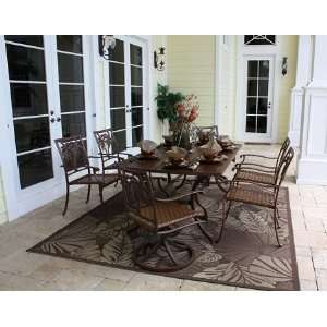 Coco Palm Swivel 7 PC Slatted Dining Group w/Free Patio 