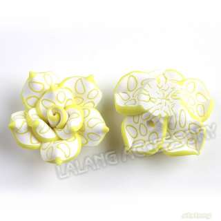 30pcs Yellow Sharp Lotus FIMO Polymer Clay Bead 111400  