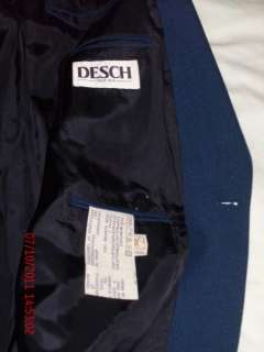   DESCH BLUE Wool & Mohair Blend Suit Jacket Blazer 42 LONG ~DRY CLEANED