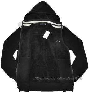 New Mens NAUTICA Hooded Lined Logo Fleece Jacket NEW Black Size Medium 