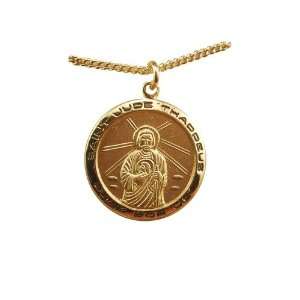    Gold/Sterling Silver Round St. Jude Thaddeus Medal: Jewelry