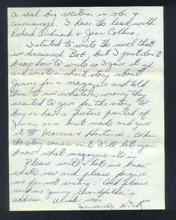 1956 Nick Adams Letter w/James Dean Content THE REBEL  