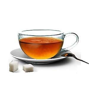 Suns Tea (TM) 8oz Ultra Clear Glass Tea/Coffee Cup & White Saucer 
