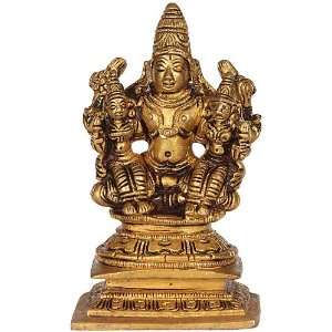  Lord Vishnu with Bhudevi and Shridevi (Small Sculpture 