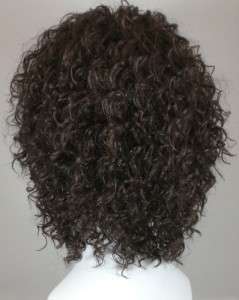 Short/Medium Brown Tight Curls Shag Wig/Wigs w/Full Bangs   Very Cute 