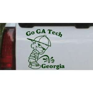 Dark Green 3in X 3.1in    Go GA Tech Pee On Georgia Car Window Wall 