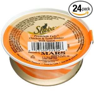 Sheba Premium Cuts Chicken & Tuna Dinner with Sauce Food for Cats, 2.8 