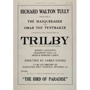   Print Ad Trilby Silent Film Richard Walton Tully   Original Print Ad