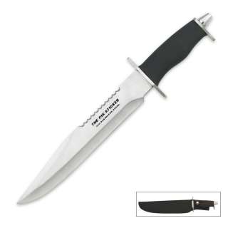   with a 440 stainless steel 10 blade with sharp serrations on the