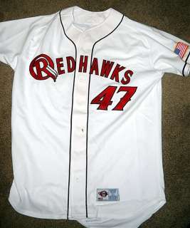 2005 OKLAHOMA CITY REDHAWKS PCL GAME USED WHITE KNIT JERSEY #47  