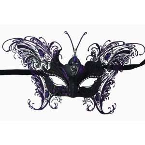  Purple Deluxe Venetian Butterfly Metal Half Mask