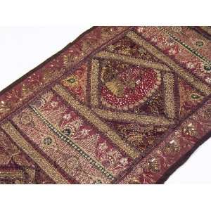  Chocolate Indian Tapestry Decor Vintage Fabric Ornate Sari 