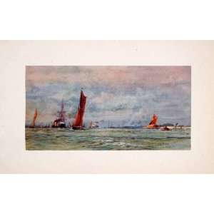   Barge River William Wyllie Sail   Original Color Print