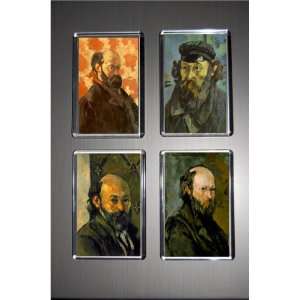   Set of 4 Art Fridge Magnets Cezanne Self Portraits: Home & Kitchen