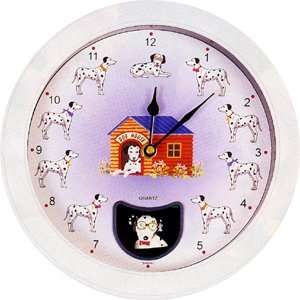  Dalmation Dog House Pendulum Wall Clock: Kitchen & Dining