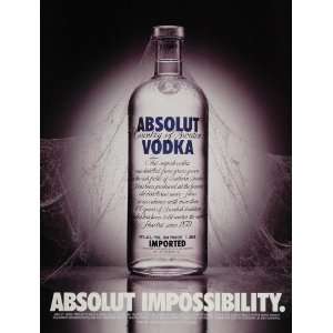  1998 Ad Absolut Vodka Cobweb Spiderweb Steve Bronstein 