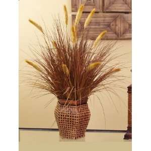 Grasses in Basket Weave Planter 