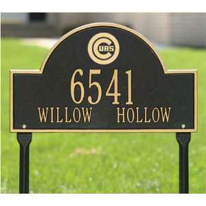  Chicago Cubs Black and Gold Personalized Address Oval Lawn 
