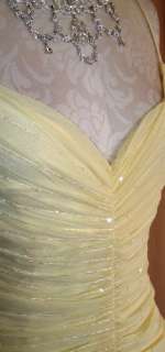 NWT Jessica McClintock Yellow Crinkled Chiffon Dress Size 9  