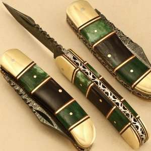 Custom Made Damascus Steel Folding, Pocket Knife (Slip joint): Ts 280 