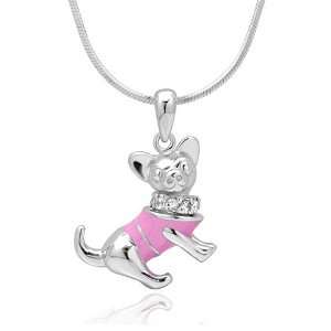  Sterling Silver CZ Cubic Zirconia Diamond Accent Cute Chihuahua Dog 