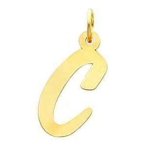 Cursive Letter C Charm 14k Gold