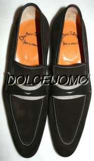 NEW $950 SANTONI Fatte a Mano ITALY 10.5 F 11 M US DkBrown SHOES 