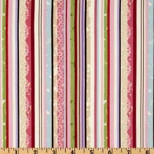  44 Wide Glamour Stripe Pink Fabric By The Yard: Arts 