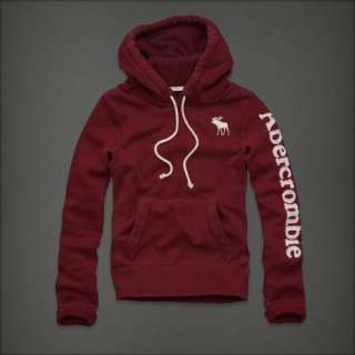 New Mens Abercrombie & Fitch By Hollister Hoodie Connery Lake Burgundy 