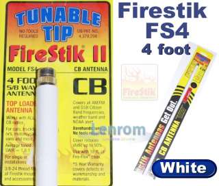 Firestik II CB Antenna FS4 W 4 foot tunable tip White 716414110104 