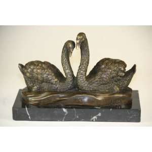  Two Swan Dancing Bronze Sculpture Statue Art Deco Figure 