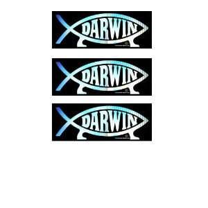  Darwin Fish Bumper Sticker   3 Pack 