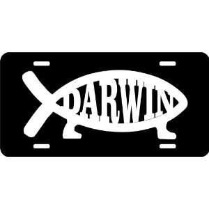 Darwin Fish Auto License Plate Black