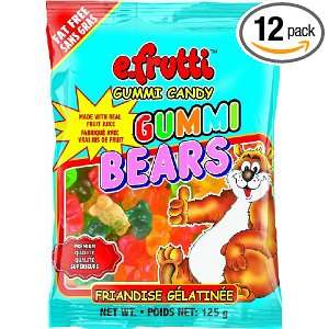 frutti Gummi Bears, 4.4 Ounce Bags (Pack of 12):  Grocery 