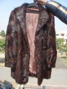 Vtg Brown River Otter Mink Beaver original Ladies Men FUR Coat Jacket 