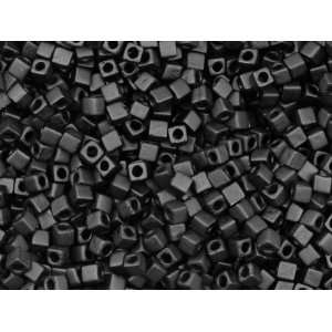  8g 1.8mm Opaque Matte Black Square Cut Beads: Arts, Crafts 