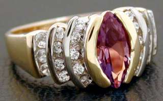 NATURAL 1.20 carats RUSSIAN ALEXANDRITE & DIAMONDS RING 14K  