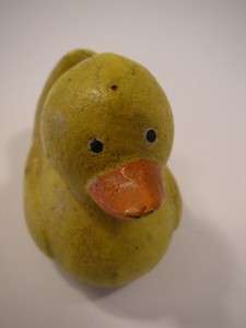   Vintage Solid Cast Iron Rubber Ducky Paper Weight Toy Painted Duck