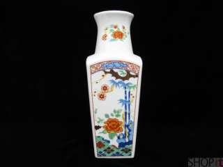 Miyako Japan Imari Ware Wht w/Floral Porcelain 10 Vase  