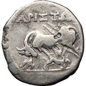 ILLYRIA APOLLONIA 208BC Ancient Authentic Rare Silver Greek Coin COW w 