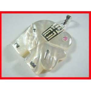  Mother of Pearl Elephant Pendant Sterling Silver #2950 